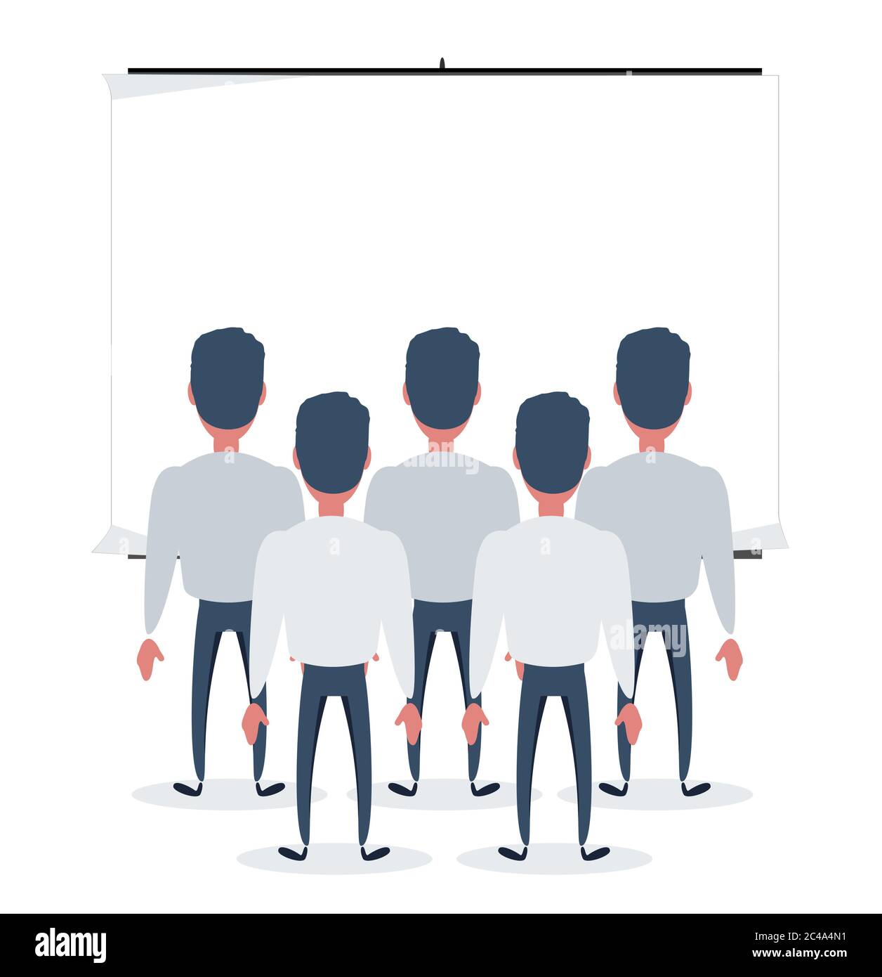 Eine Gruppe von Menschen, die auf eine leere Anzeigentafel oder ein Gemälde schauen Stock Vektor