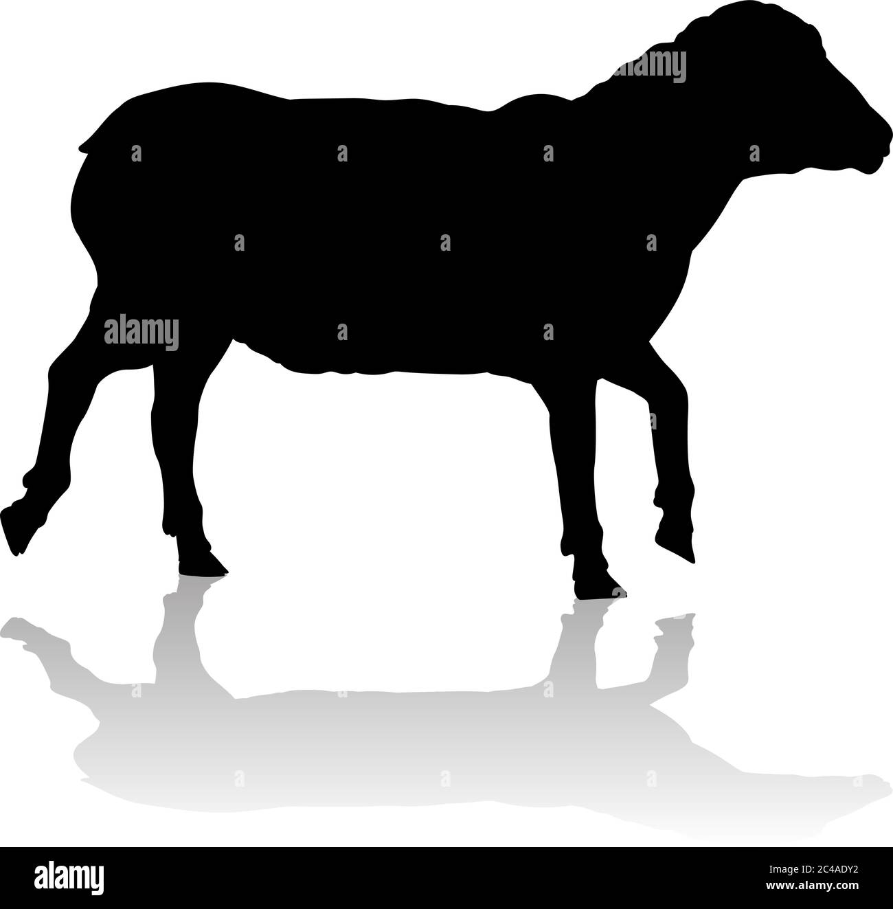 Schaf oder Lamm Farm Animal in Silhouette Stock Vektor