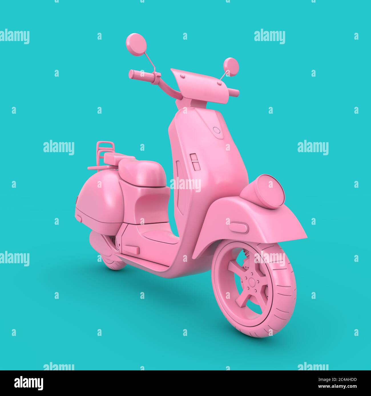 Pink Classic Vintage Retro oder Elektro Scooter Duotone auf blauem Hintergrund 3d Rendering Stockfoto