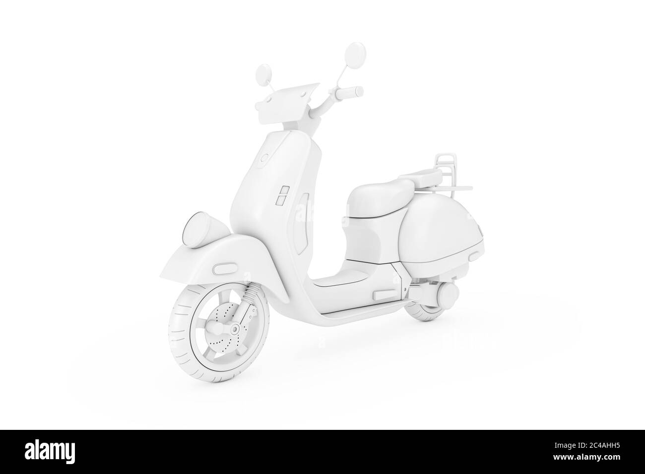 White Classic Vintage Retro oder Elektro-Scooter in Clay Style Duotone auf weißem Hintergrund 3d Rendering Stockfoto