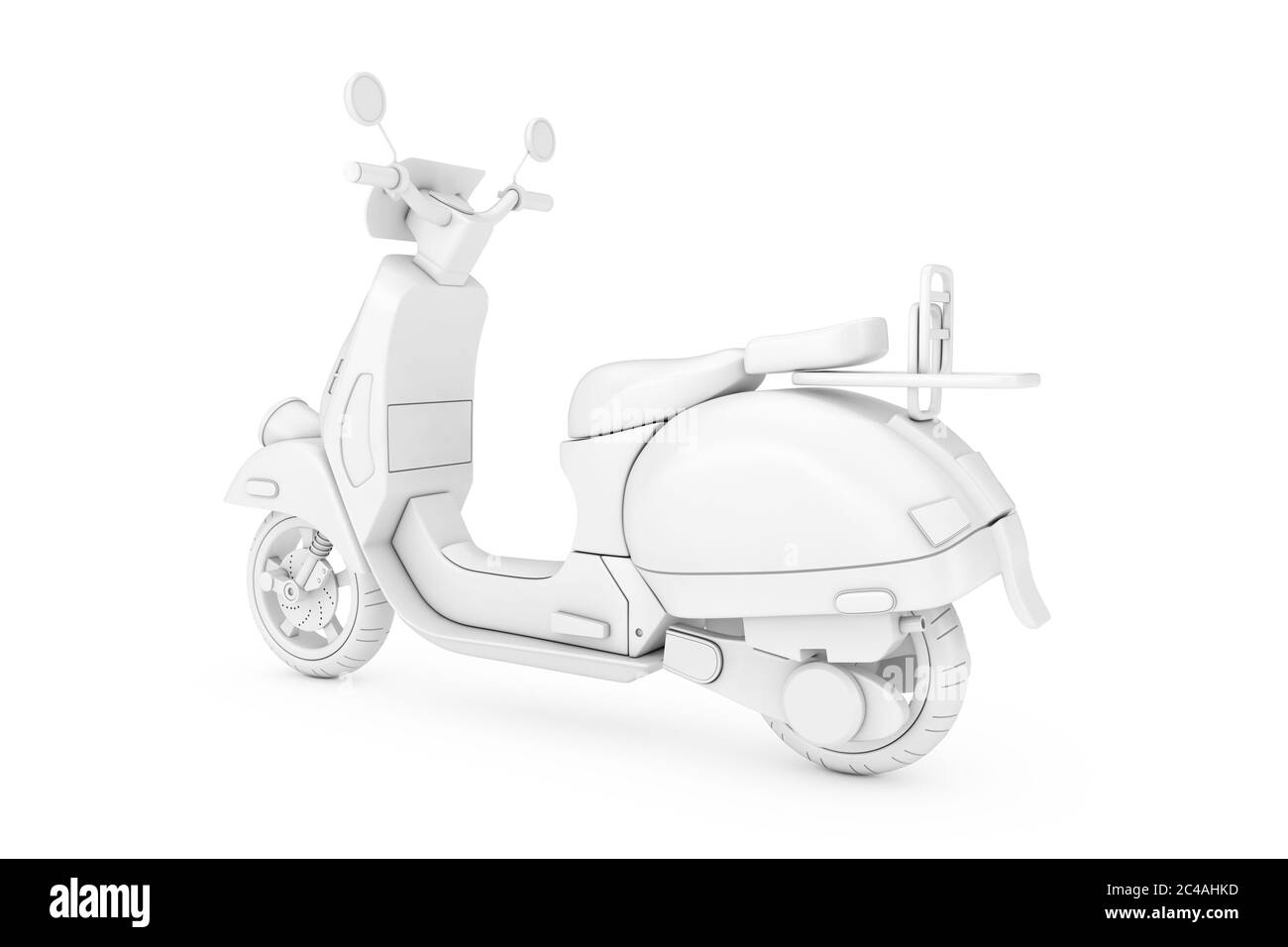 White Classic Vintage Retro oder Elektro-Scooter in Clay Style Duotone auf weißem Hintergrund 3d Rendering Stockfoto