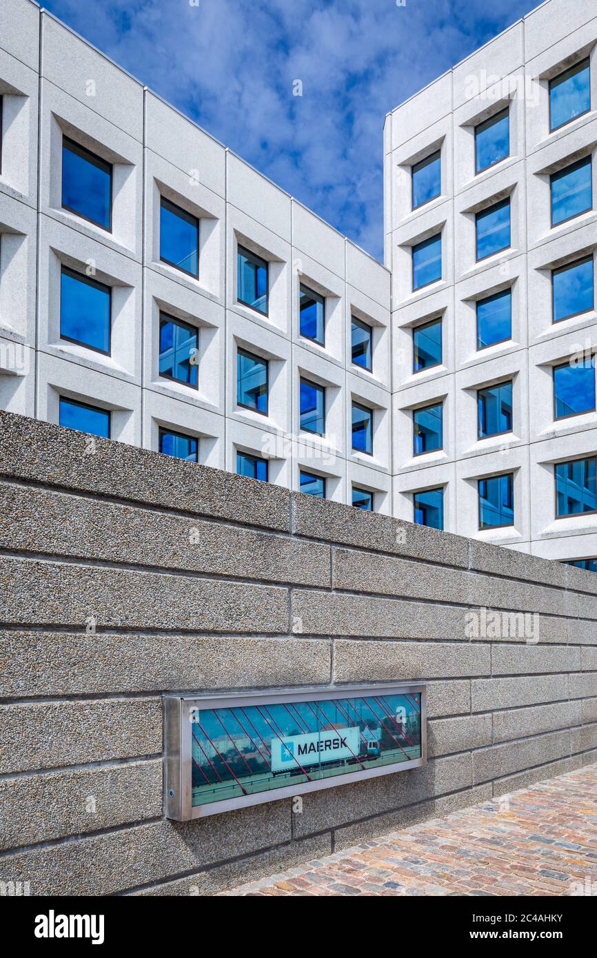 Maersk Hauptsitz mit einem LKW-Modell des Promoters Mærsk in der Front, Kopenhagen, Dänemark Stockfoto