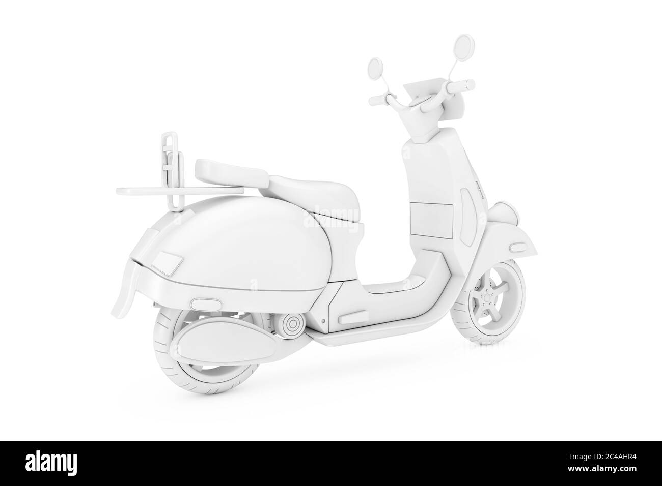 White Classic Vintage Retro oder Elektro-Scooter in Clay Style Duotone auf weißem Hintergrund 3d Rendering Stockfoto
