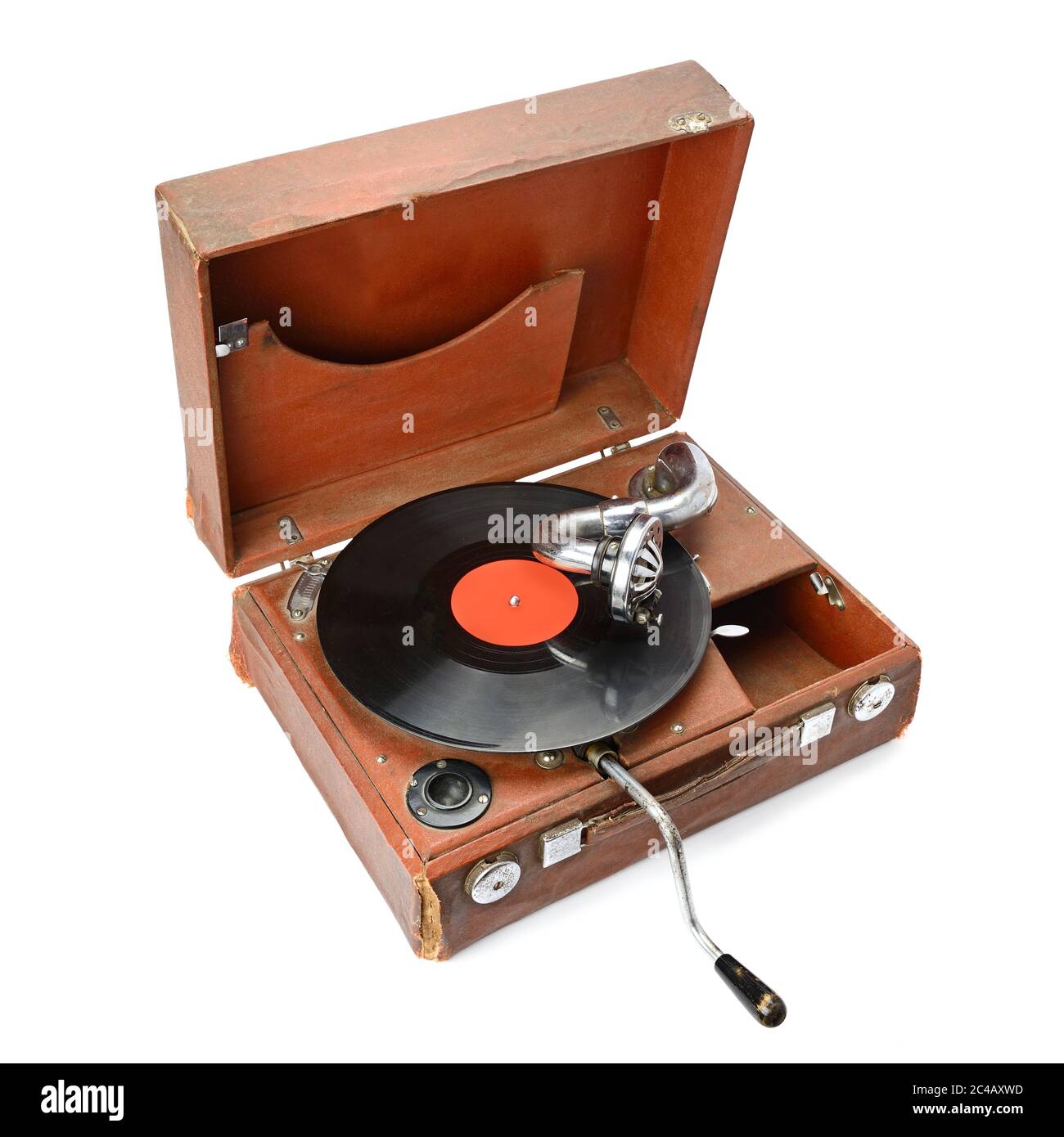 Vintage Grammophon isoliert auf weißem Hintergrund. Retro-Technologie Stockfoto