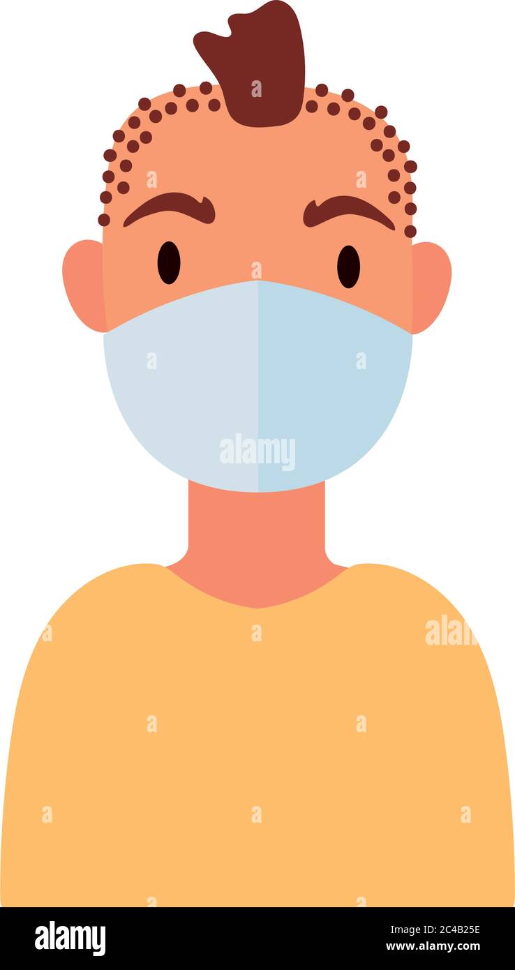 Mann crested tragen medizinische Maske flachen Stil Vektor Illustration Design Stock Vektor