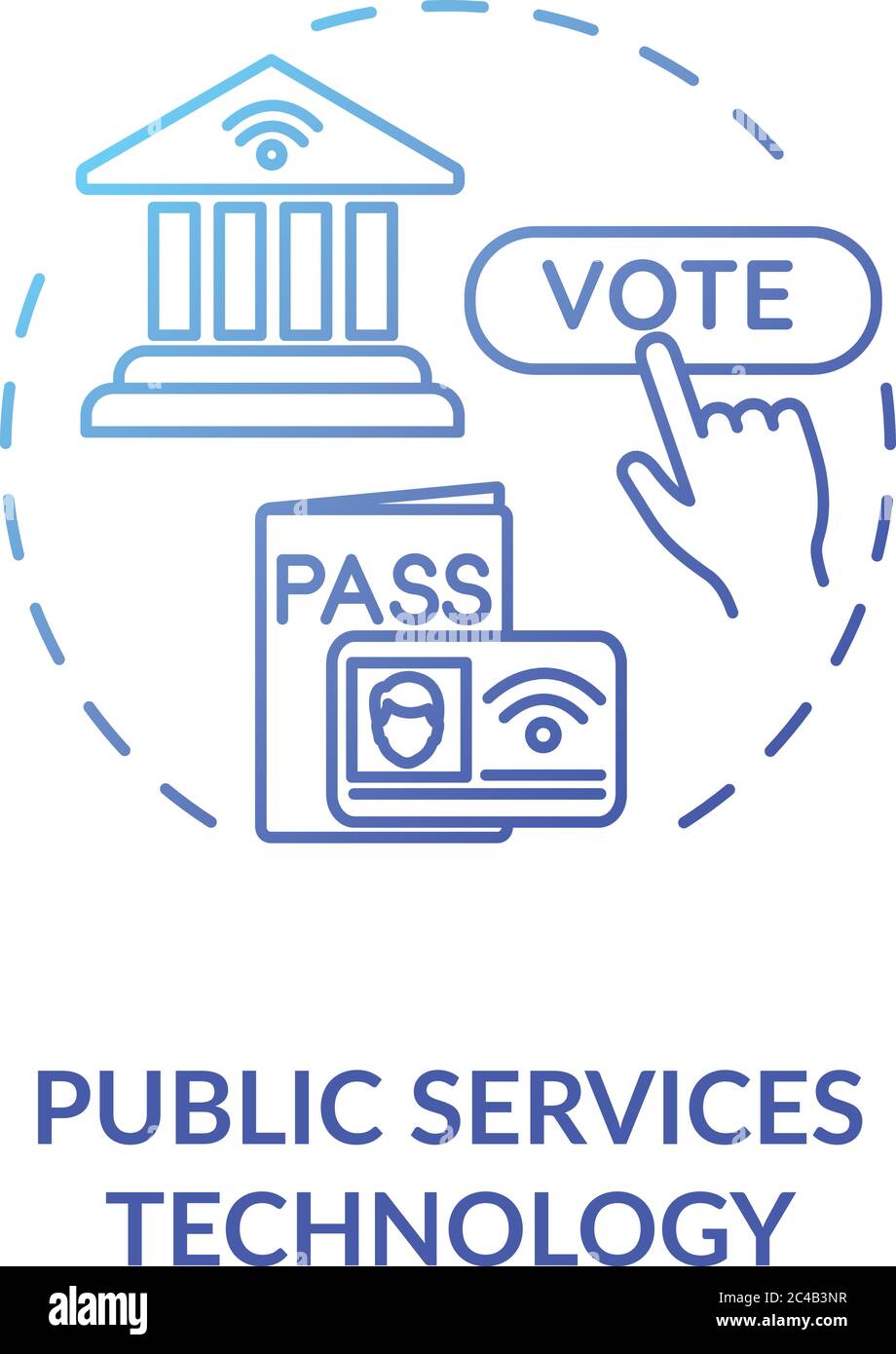 Symbol für das Konzept der öffentlichen Diensttechnik mit blauem Gradienten Stock Vektor