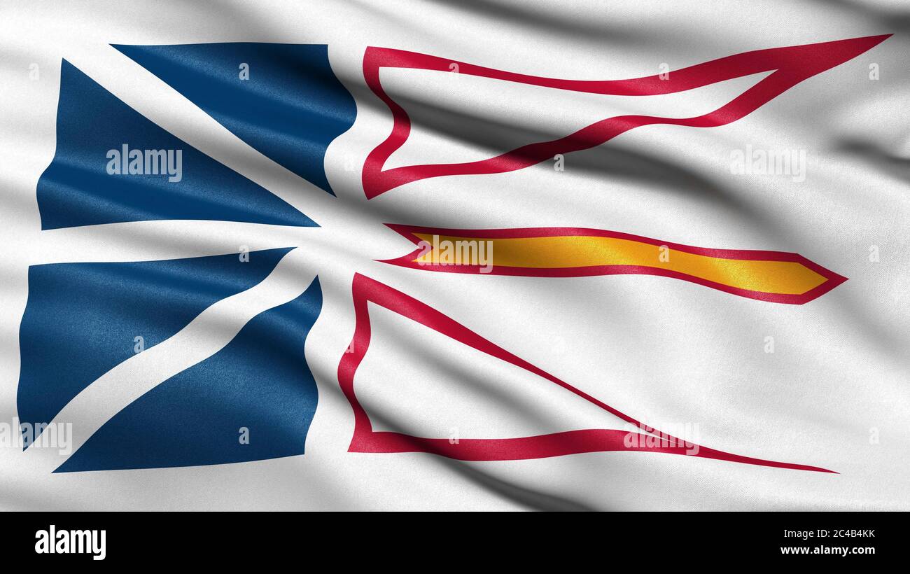 Flagge der Provinz Neufundland und Labrador, Kanada, 3-D-Abbildung Stockfoto