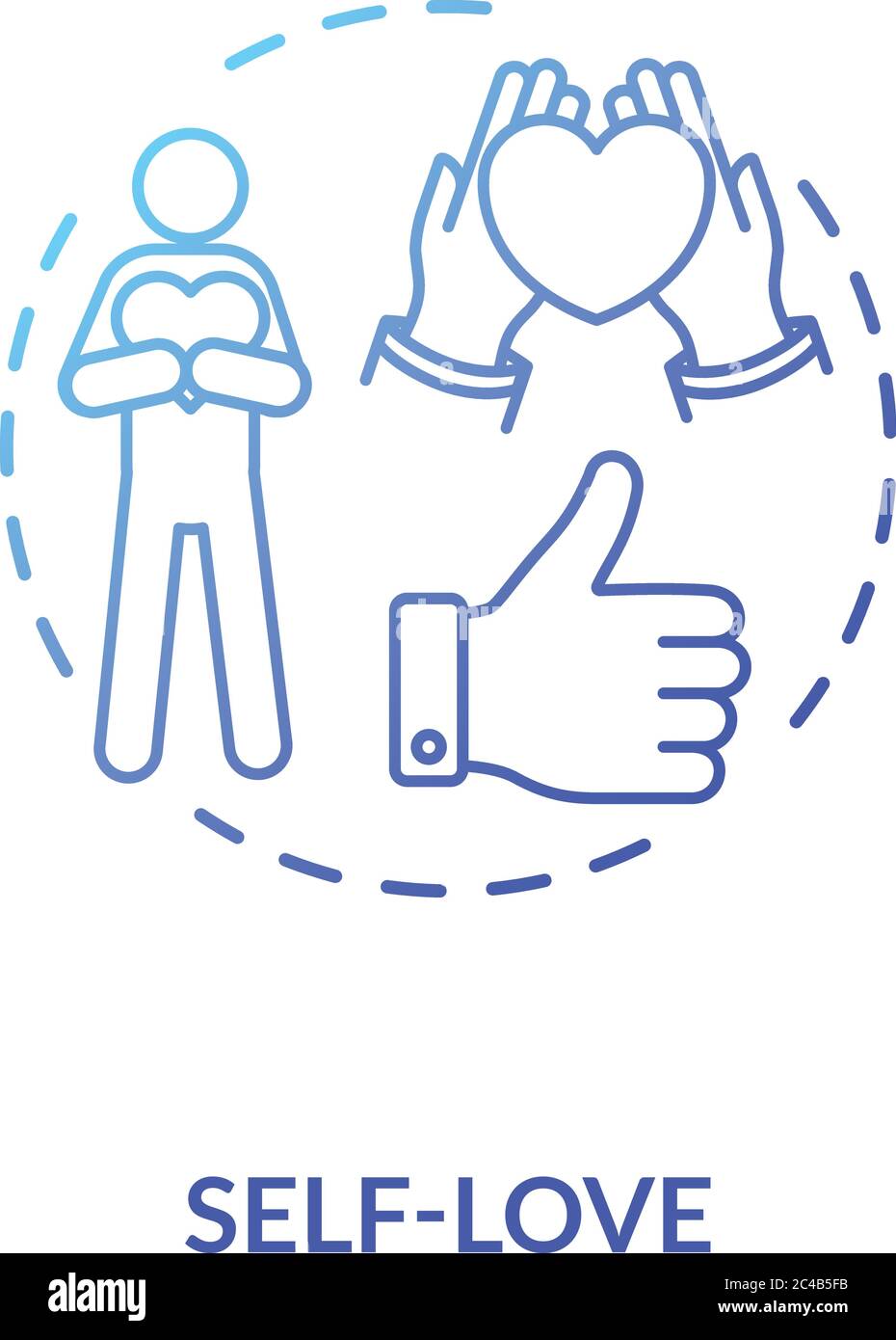 Self Love Blue Gradient Concept Icon Stock Vektor