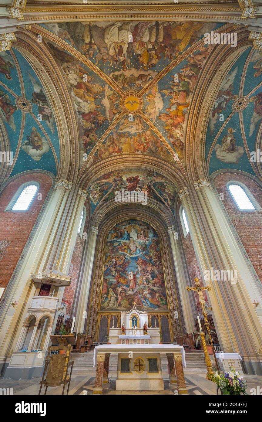 Altarfresko von Peter von Cornelius, Pfarr- und Universitätskirche St. Ludwig, Ludwigskirche, Schwabing, München, Oberbayern, Bayern, Deutschland Stockfoto