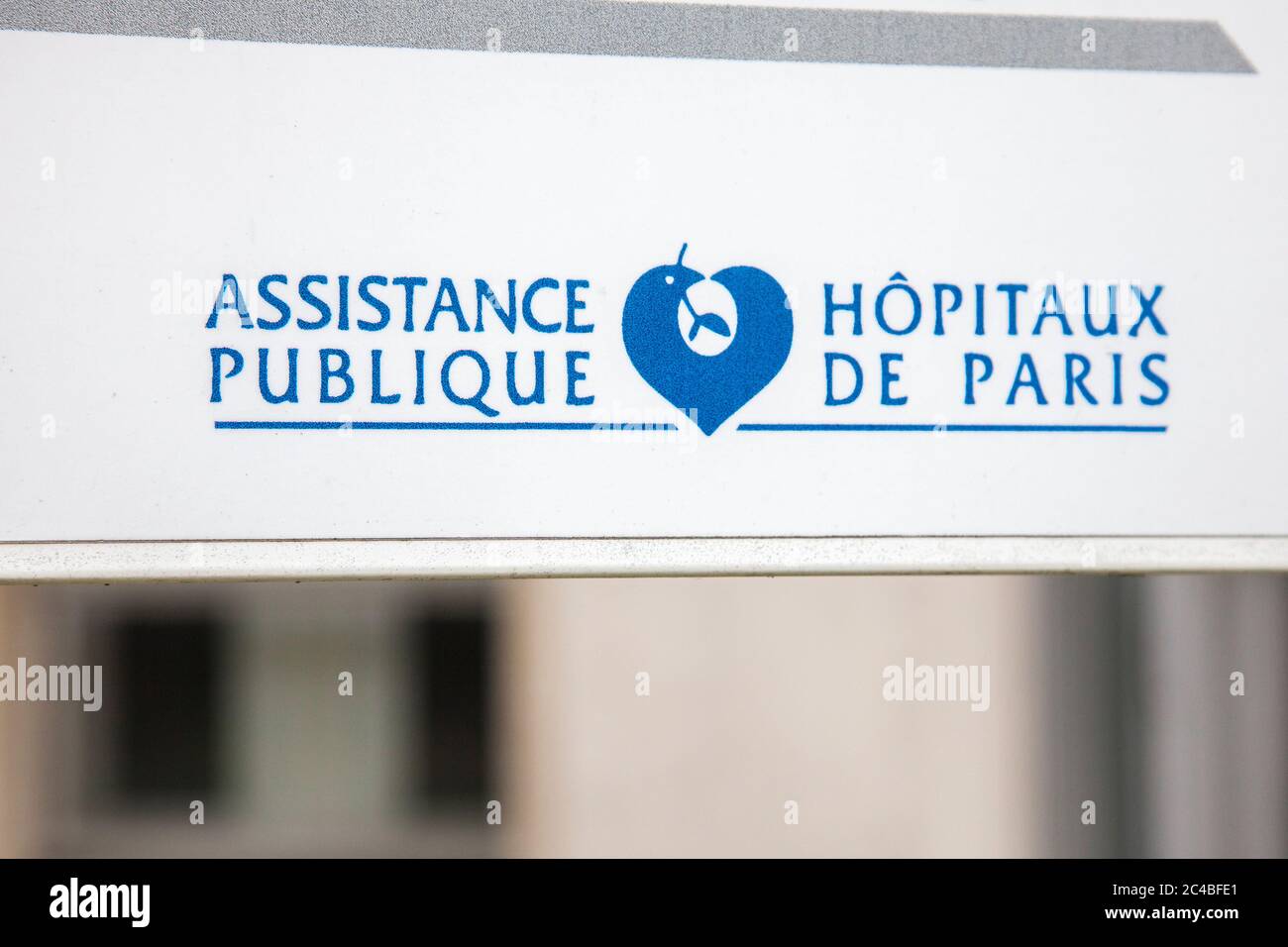 Logo der öffentlichen Hilfe und Krankenhäuser in Paris. Stockfoto