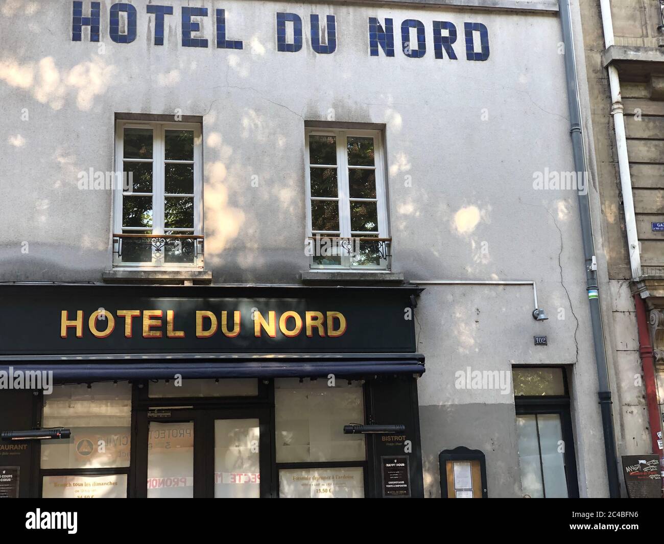 Hôtel du Nord ist der Ort eines französischen Films, der 1938 von Marcel Carné in der Nähe des Kanals Saint-Martin gedreht wurde, mit Arletty und Louis Jouvet in der Hauptader Stockfoto