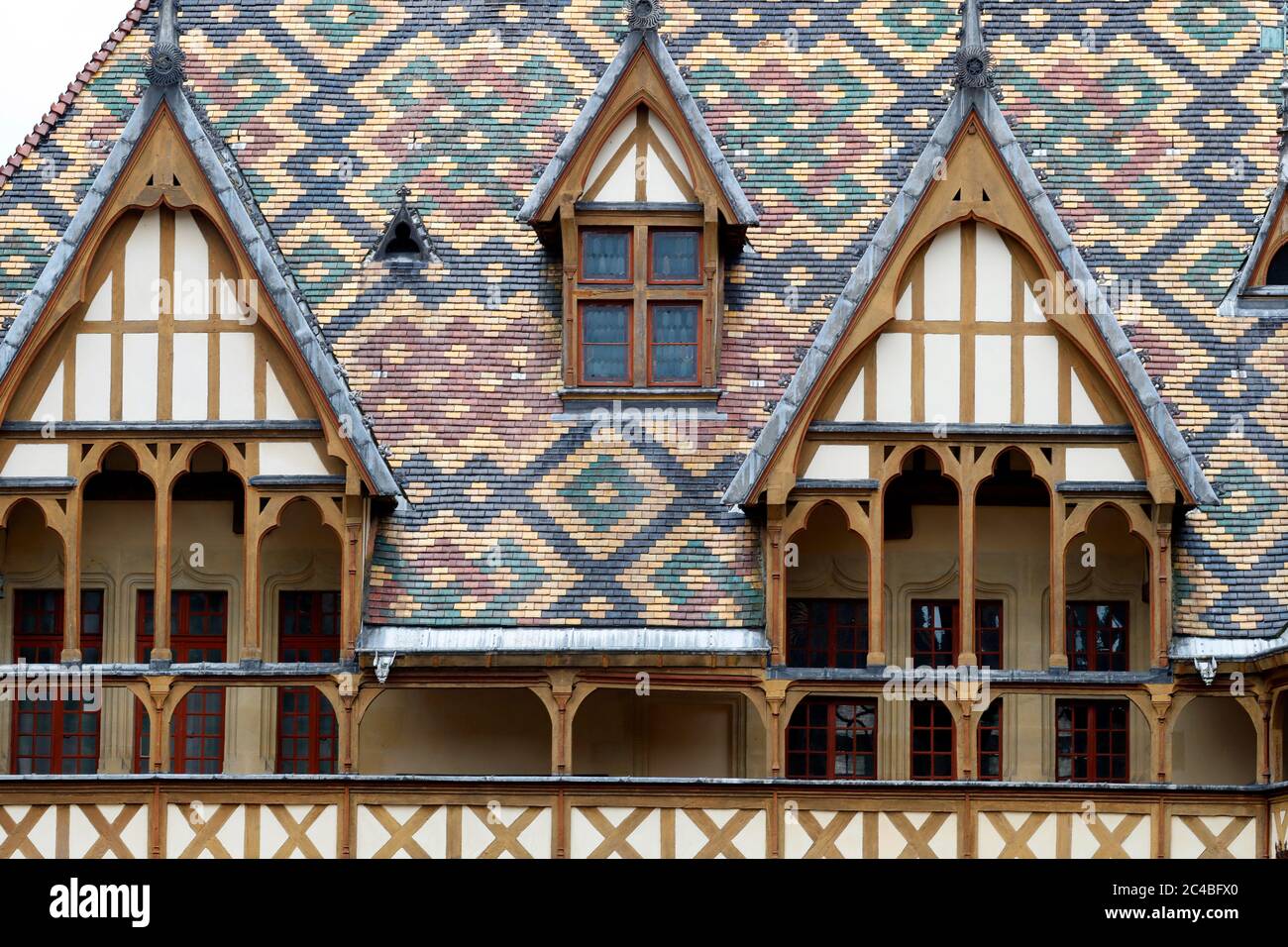 Architektur der historischen Hospize von beaune, Hotel-dieu Stockfoto