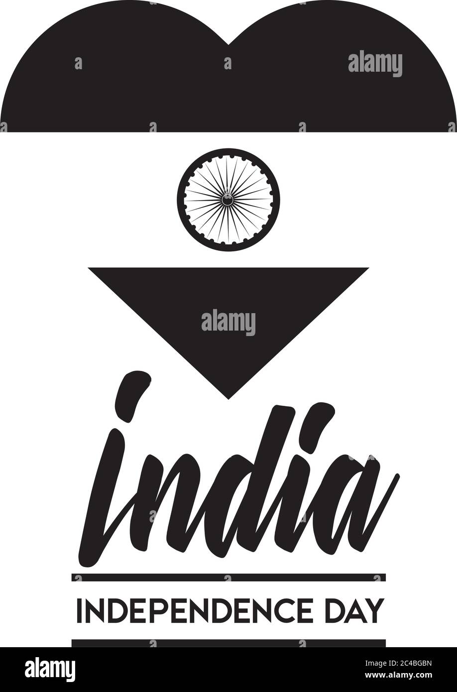 indien Unabhängigkeit Tag Feier mit Flagge im Herzen Silhouette Stil Vektor Illustration Design Stock Vektor