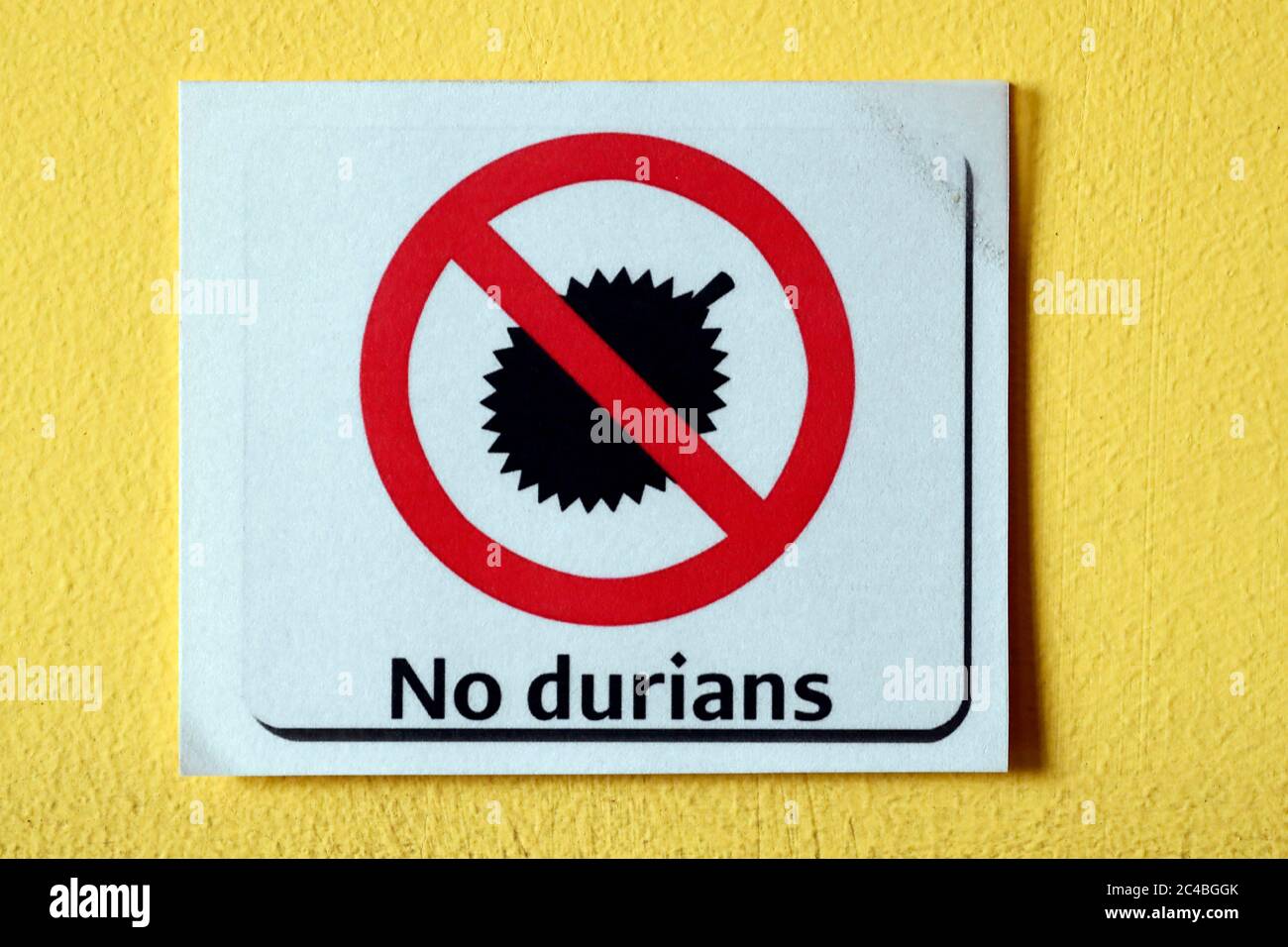 Kein Durians-Schild in einem Hotel Stockfoto