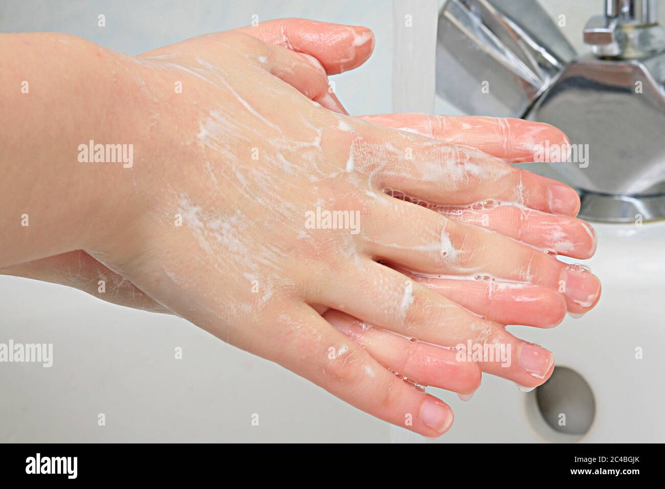 Waschen, Handreinigung Stockfoto