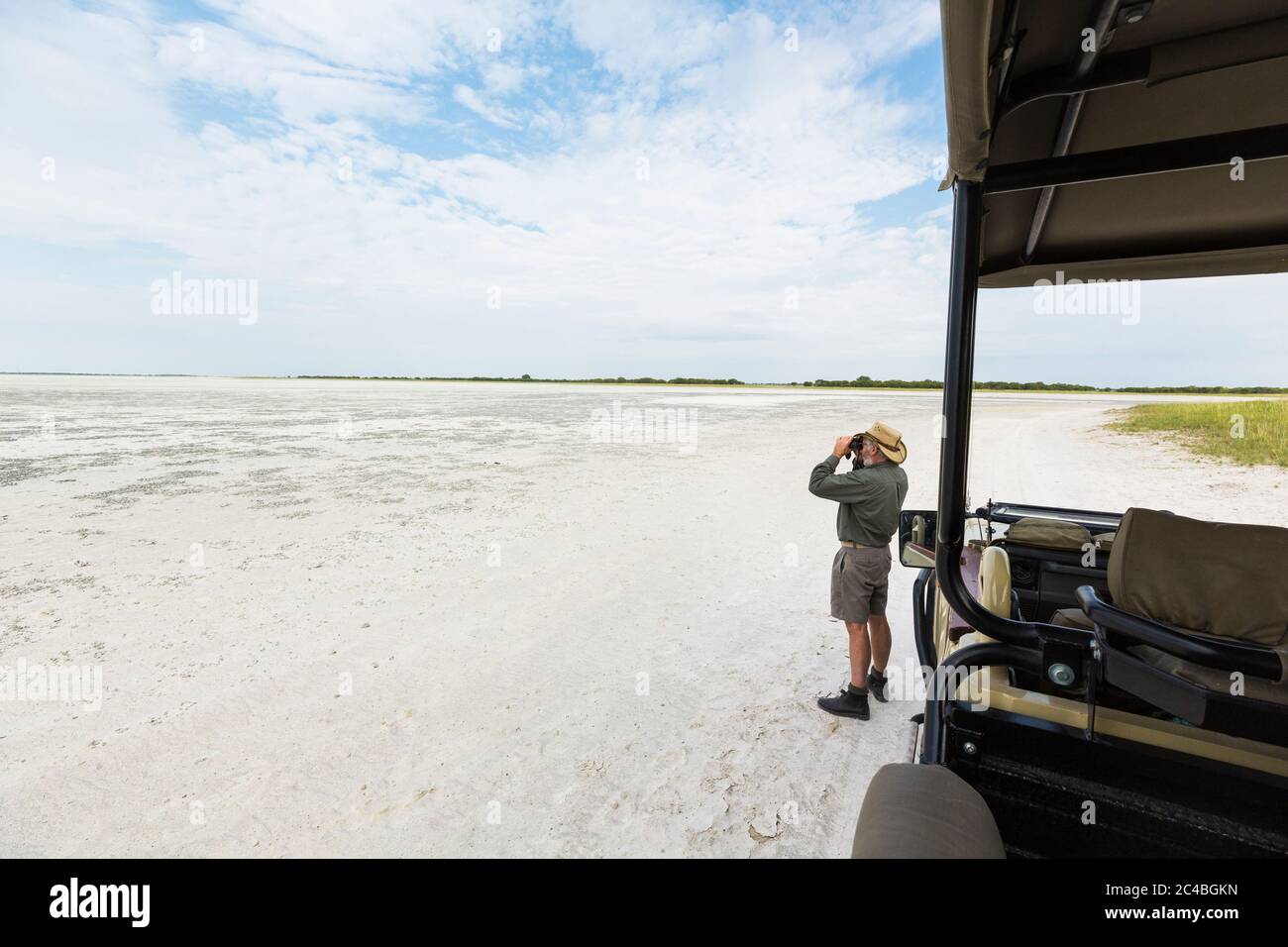 safari-Führer, Nxai Pan, Botswana Stockfoto