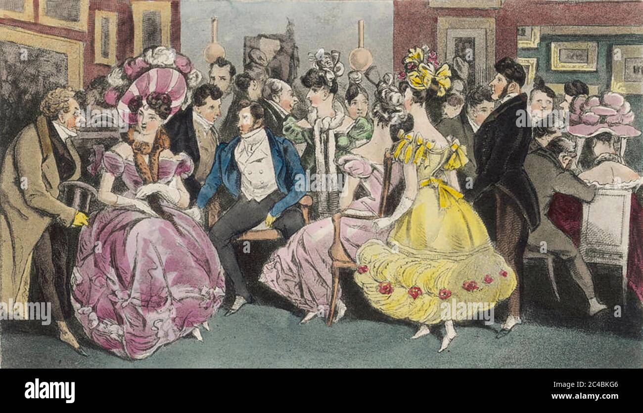 MODISCHER FRANZÖSISCHER SALON IM JAHR 1826 Stockfoto