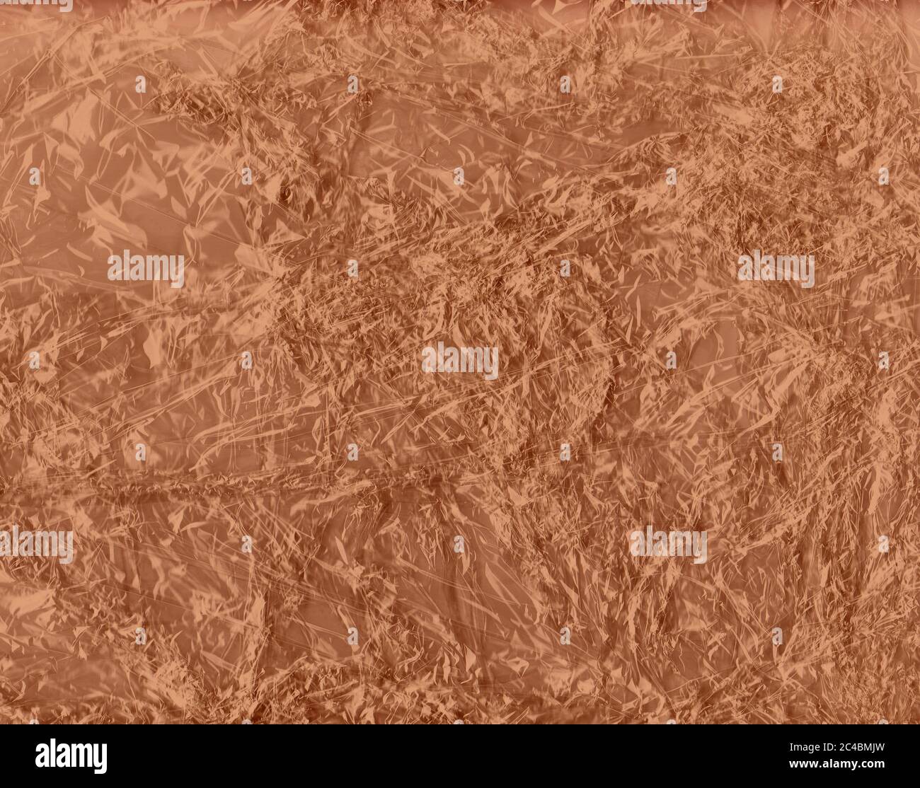 Kupferfarbener, zerknitterter Texturhintergrund mit Platz für Ihren Text Stockfoto