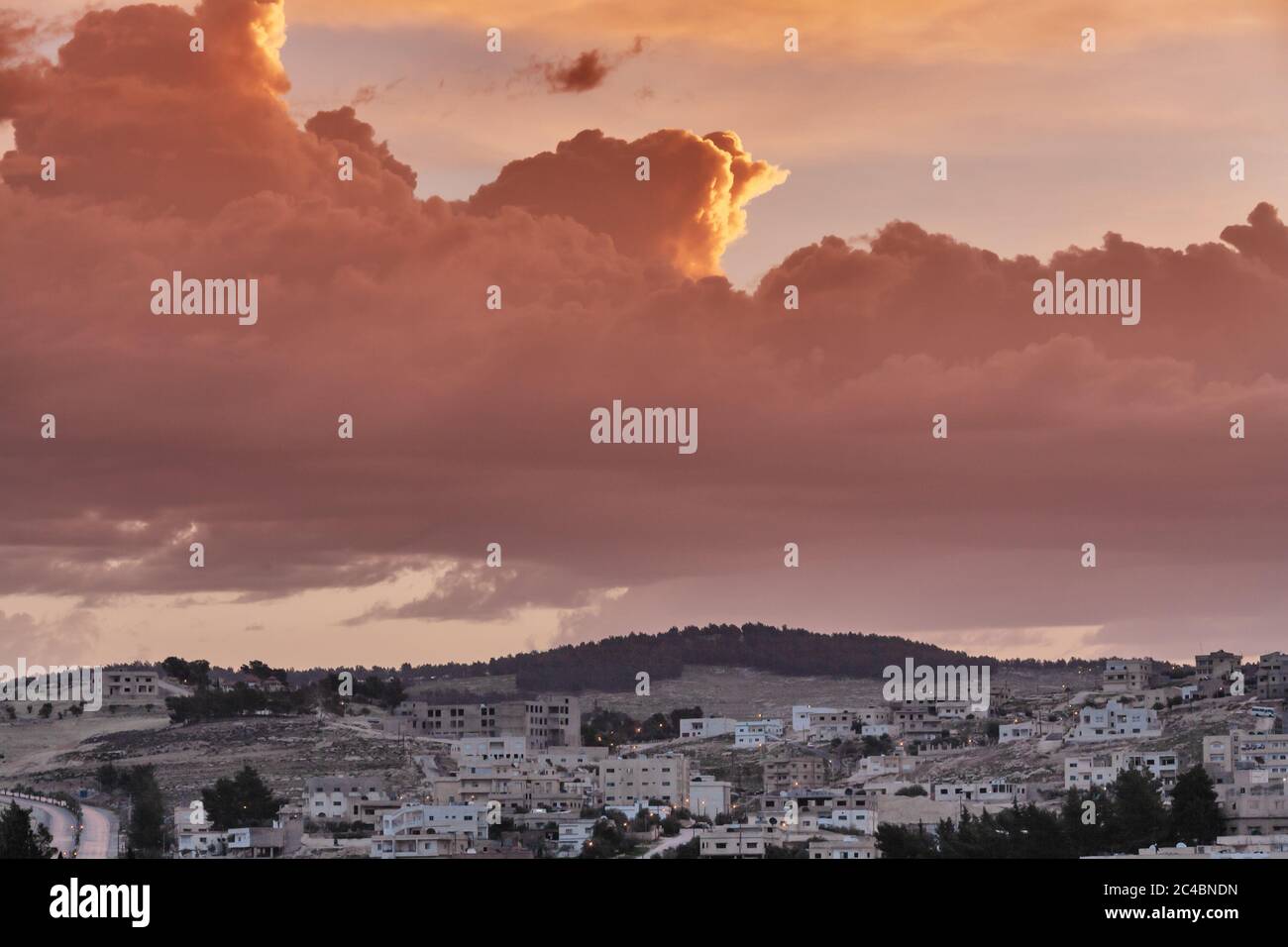 Sonnenuntergang in Jerash, Jordanien Stockfoto