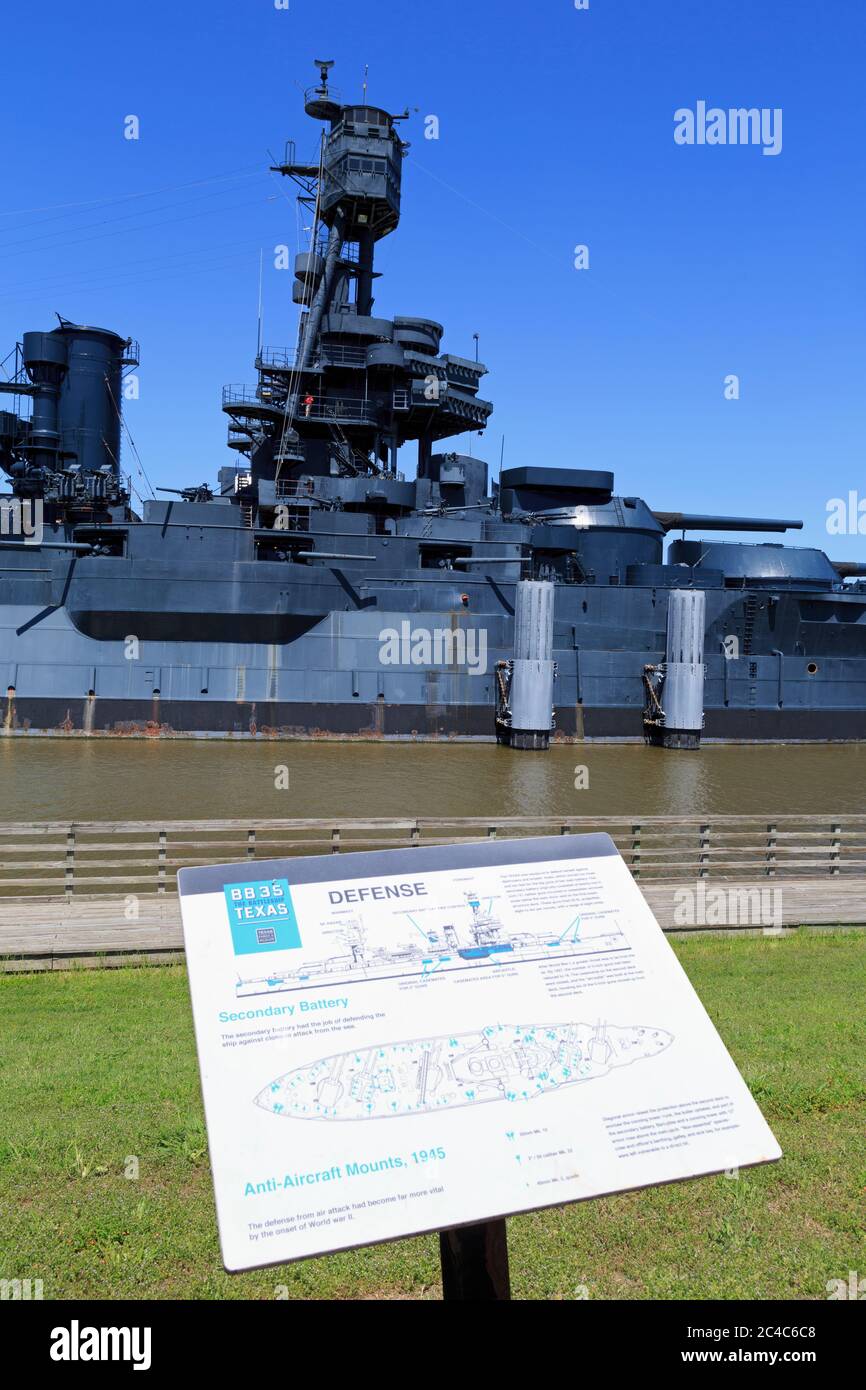 Schlachtschiff Texas im San Jacinto Monument, Houston, Texas, USA Stockfoto