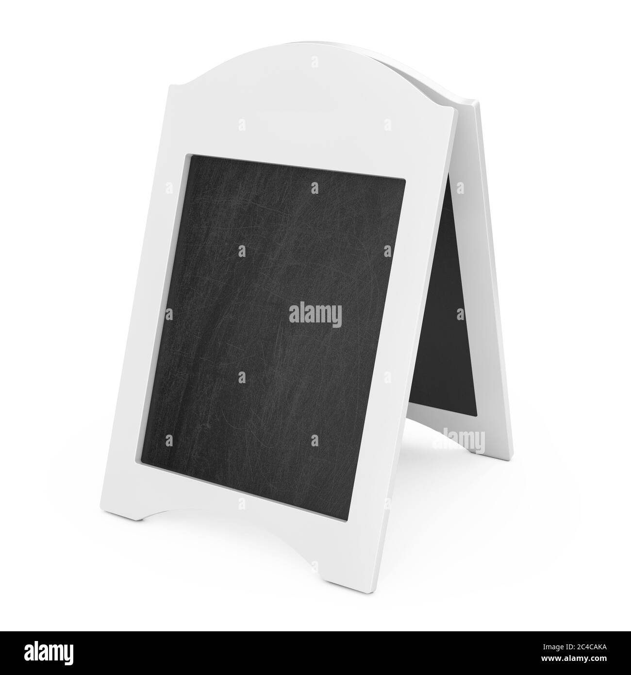 Weiß Blank Holzmenü Blackboard Outdoor-Display auf weißem Hintergrund. 3d-Rendering Stockfoto