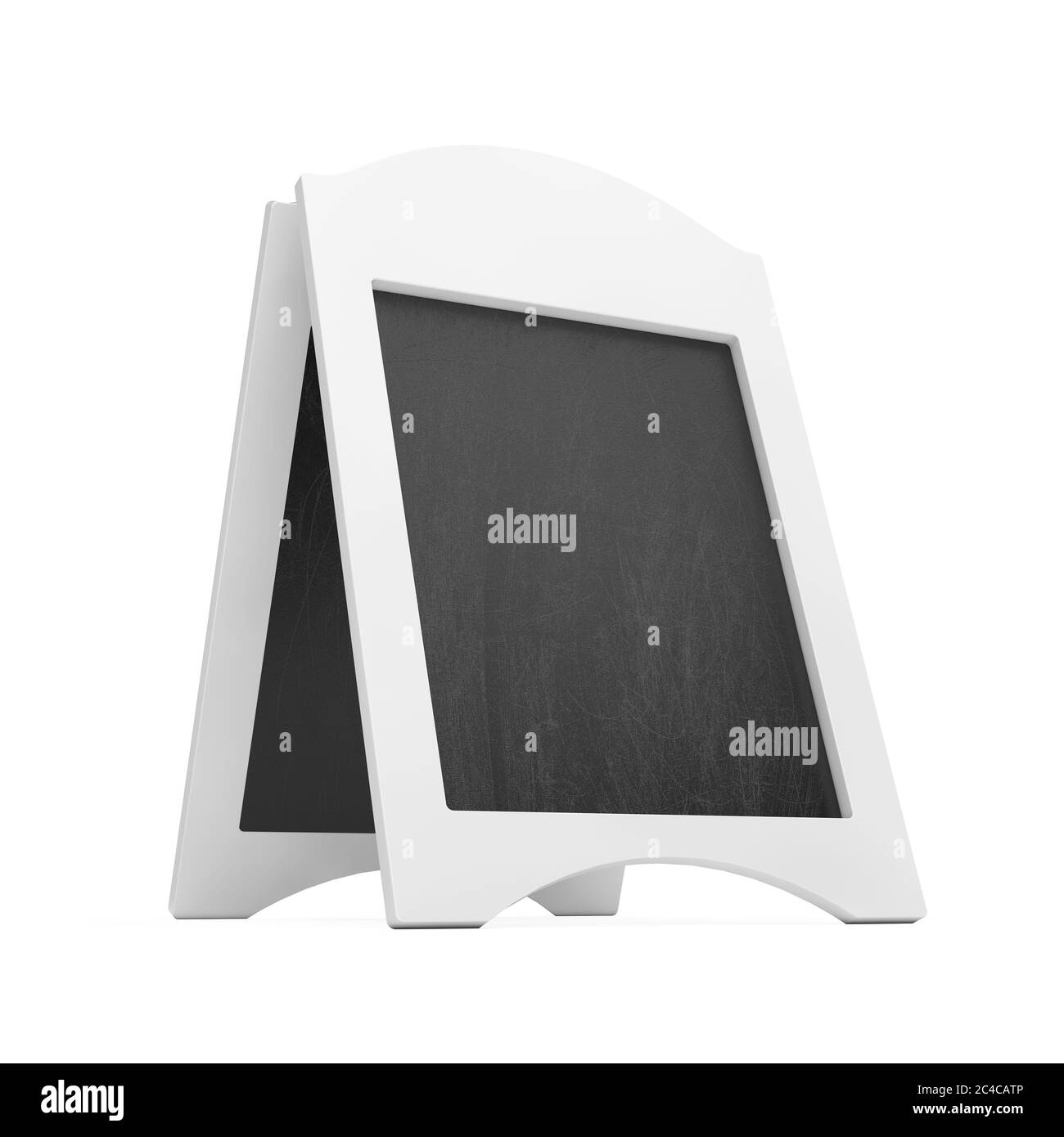 Weiß Blank Holzmenü Blackboard Outdoor-Display auf weißem Hintergrund. 3d-Rendering Stockfoto