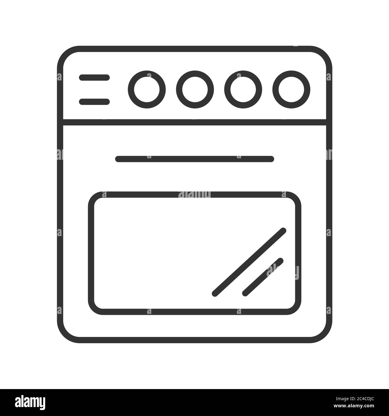 Einfache Vektor-Ikone eines Gas- oder Elektroofens. Umriss Illustration isoliert auf weißem Hintergrund für Websites und Apps, Aufkleber und Aufkleber Stock Vektor