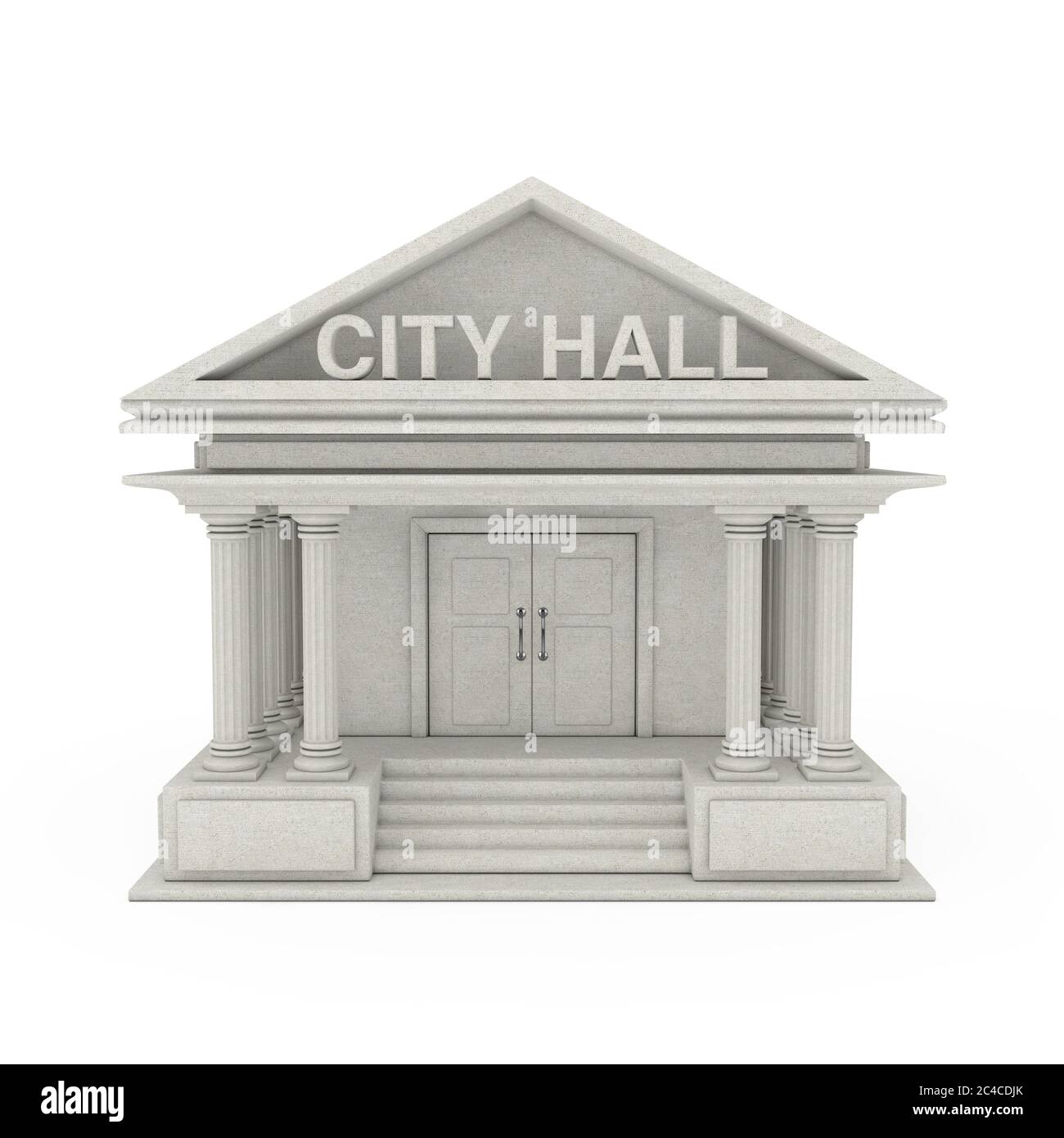 Rathaus Architektur Öffentliche Verwaltung Gebäude auf weißem Hintergrund. 3d-Rendering Stockfoto