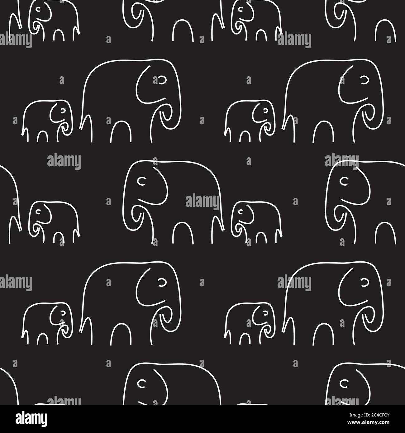 Nahtlose Textur mit Mutter Elefant und ihr Baby. Stock Vektor
