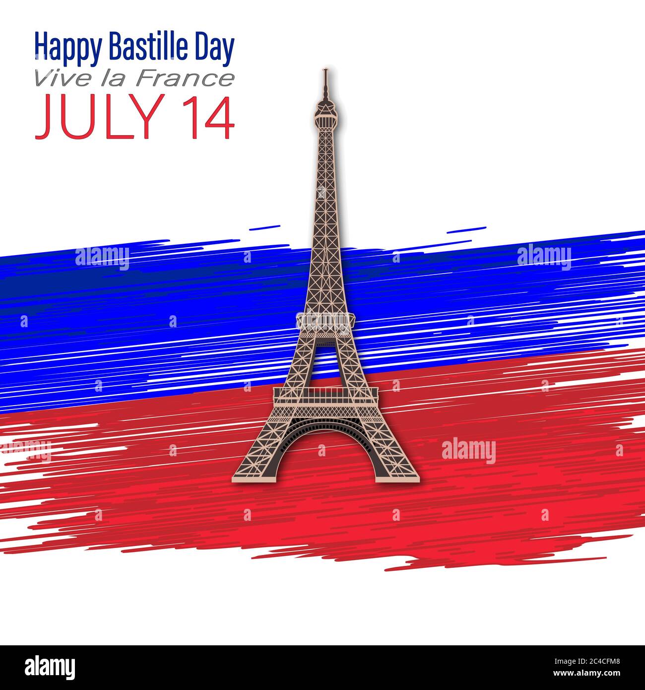 Eiffelturm Schwarz Silhouette Vektor Illustration. Alles Gute Zum Bastille-Tag, 14 Juli. Viva France Nationalfeiertag. Vektorgrafik. Geeignet für Poster, BA Stock Vektor