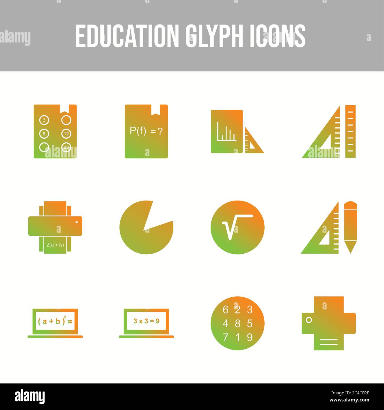 Schöne Bildung Vektor-Symbole Gesetzt Stock Vektor