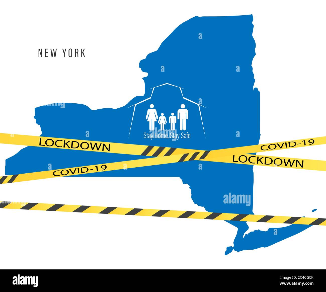 Konzept Coronavirus. Karte von New York. Vector Corona Virus Ausbruch mit New York Karte. Ausbrüche von Pandemie- und Coronaviren. Stock Vektor