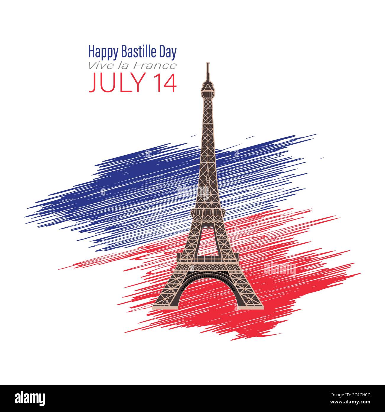 Eiffelturm Schwarz Silhouette Vektor Illustration. Alles Gute Zum Bastille-Tag, 14 Juli. Viva France Nationalfeiertag. Vektorgrafik. Geeignet für Poster, BA Stock Vektor