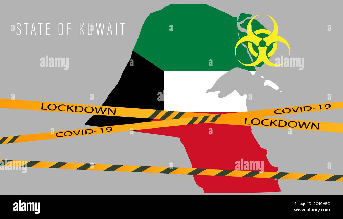 Konzept Coronavirus. State of Kuwait Karte. Vektor Corona Virus Ausbruch mit State of Kuwait Karte. Ausbrüche von Pandemie- und Coronaviren. Stock Vektor