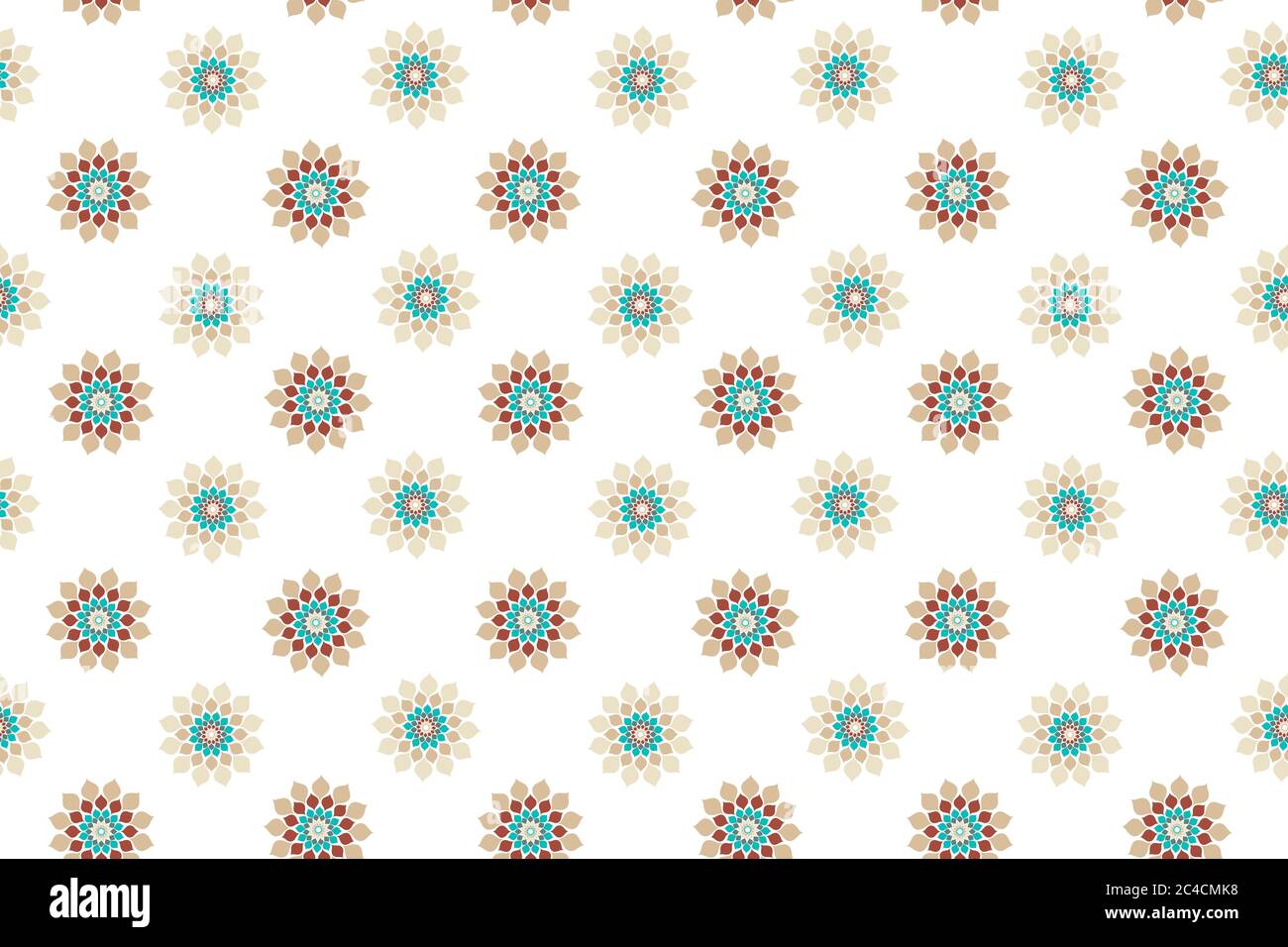 Florales nahtloses Vektormuster. Islamisches nahtloses Mosaik. Blau beige rote Dekoration. Grafische Illustration Textur Stock Vektor