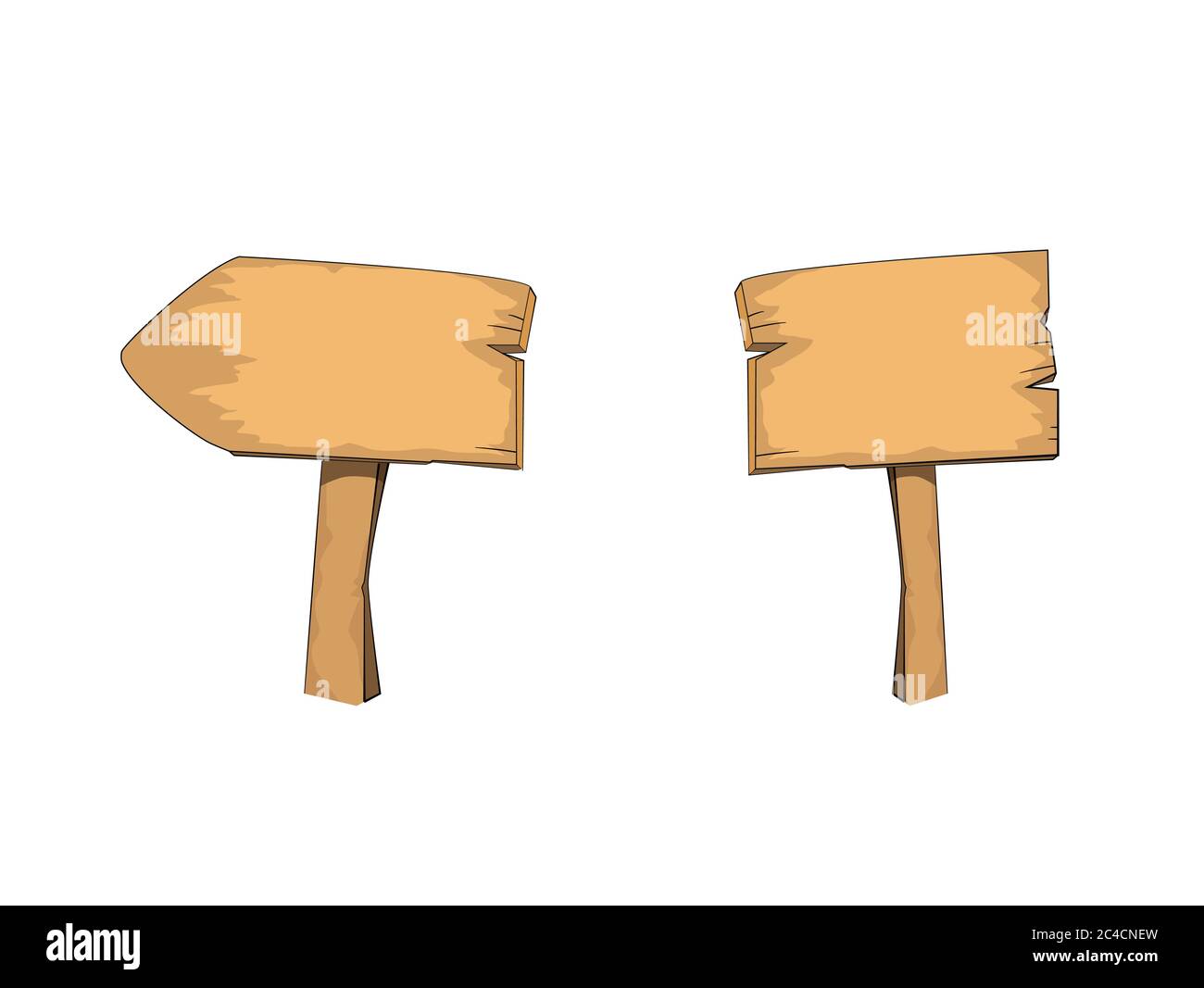 Hölzerne Wegweiser Cartoon Stil Vektor Richtung Post. Clipart Schild. Grafik Einfache Illustration. Stock Vektor