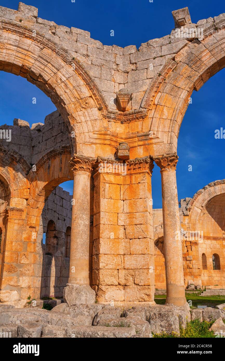 Byzantinische Kirche des heiligen Simeon Stylites, 475, Qallat Semaan, Syrien Stockfoto