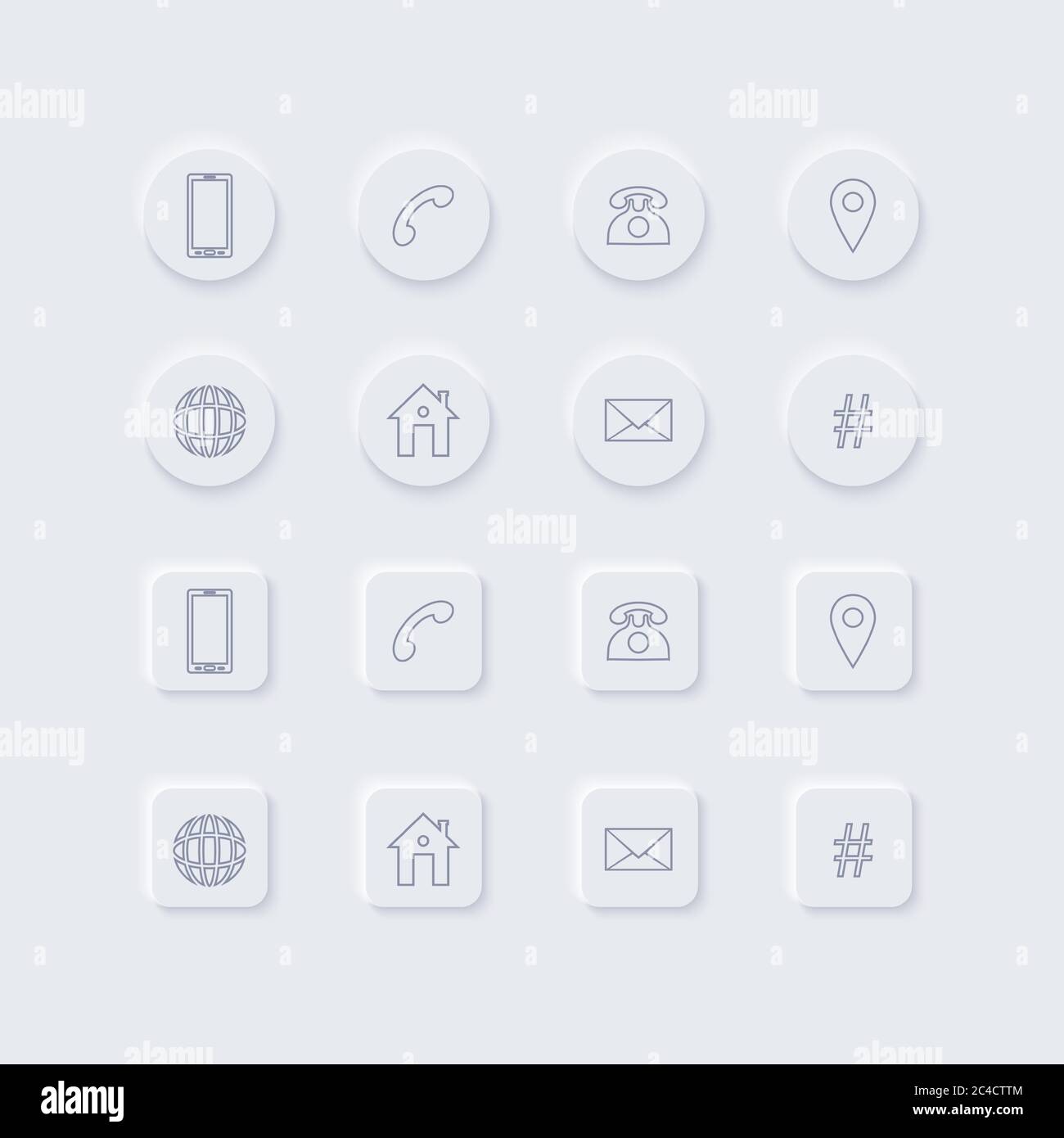 Icons Kollektion für Ihre Visitenkarte oder Visitenkarten im modernen Stil. Diese Vektor-Design-Symbole umfassen Handy-Anruf, Standort und Web-Symbol Stock Vektor