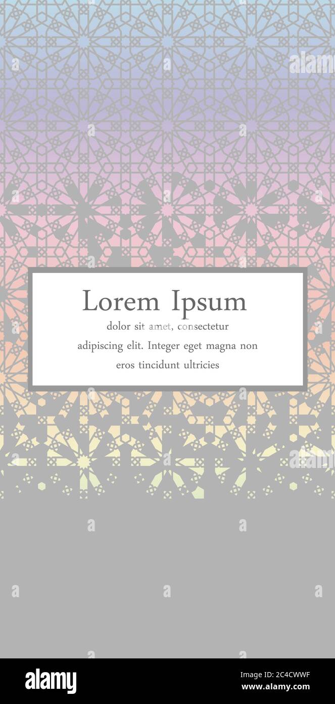 Holographic card, brochure,background. Arabian vector template of modern card for invitation, celebration, save the date, poster, announcement with Stock Vektor