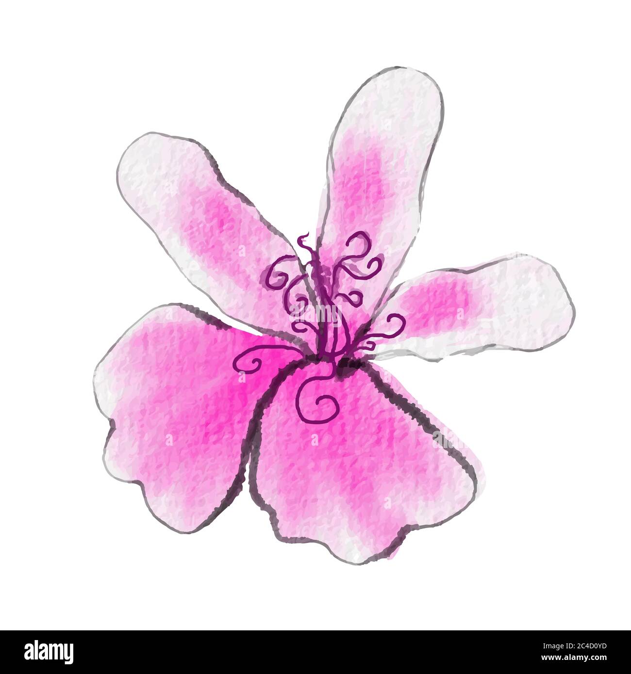 Aquarellmuster. Rosa Blütenblatt. Vektorisierte Aquarellzeichnung. Rosa Blüten Stock Vektor