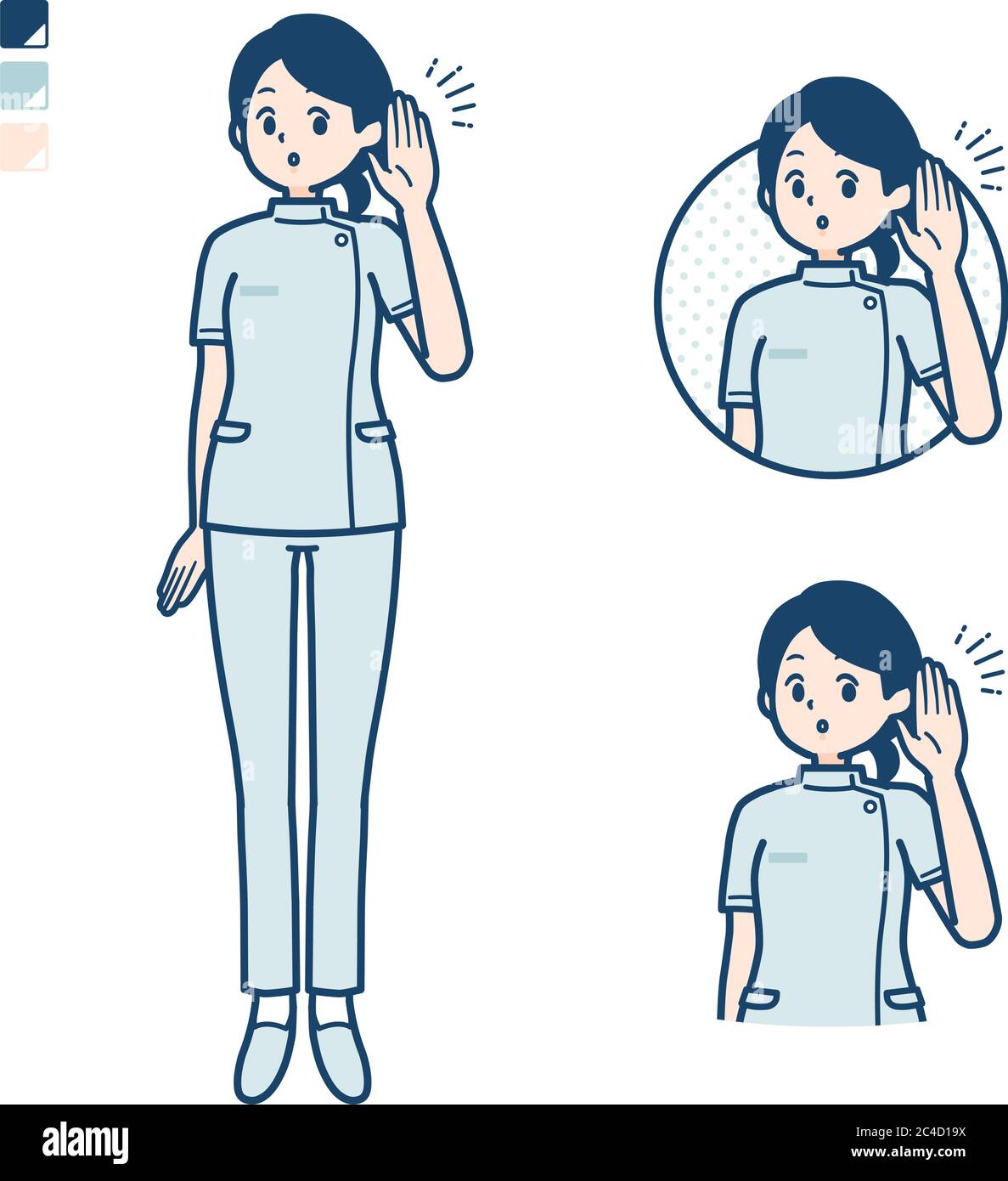 Eine junge Krankenschwester Frau mit Listening Bilder. Es ist Vektorgrafik, so dass es einfach zu bearbeiten ist. Stock Vektor