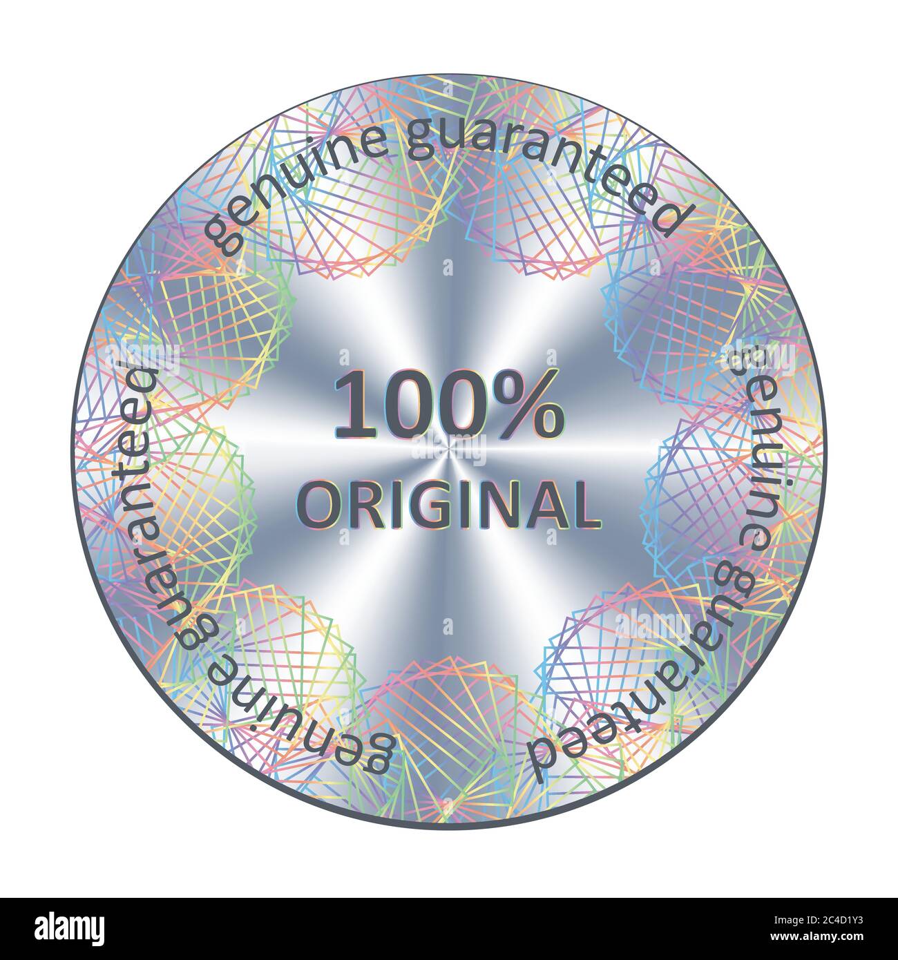 Original runder Hologramm Aufkleber, Symbol, Abzeichen. Silber metallic Vektor Hologramm für Produktqualität Garantie Stock Vektor
