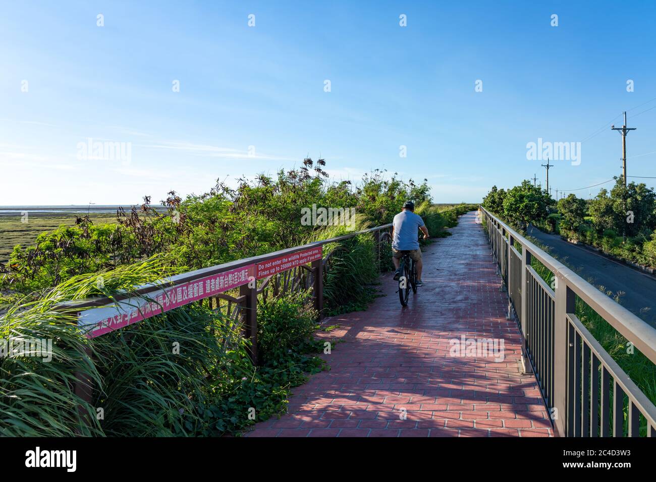 Gaomei Wetlands Touristenpfad, ein beliebter landschaftlich schöner Ort im Qingshui Bezirk. Taichung City, Taiwan Stockfoto