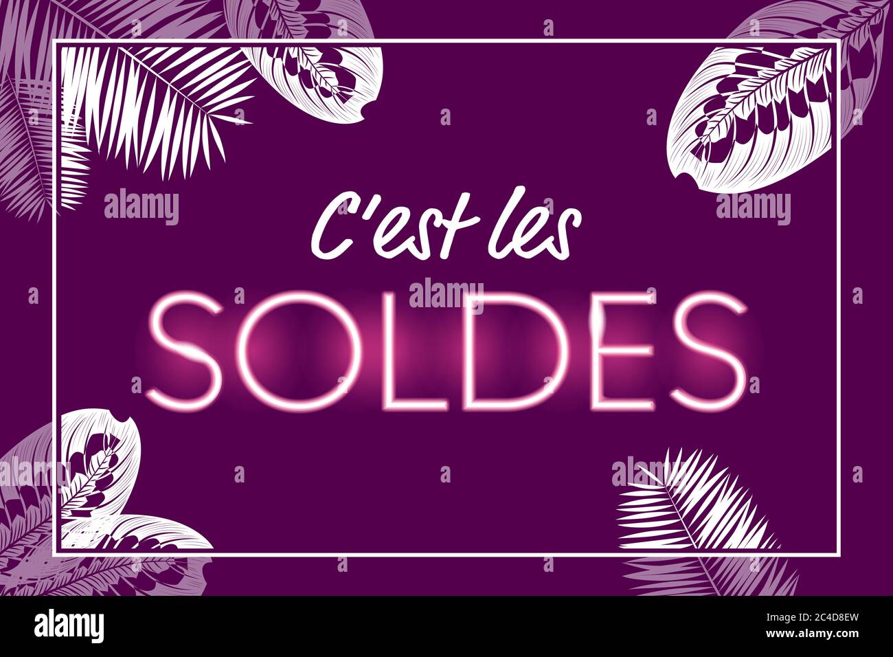 Französisch Sommer Verkauf Banner Design Neon Farben Stockfoto