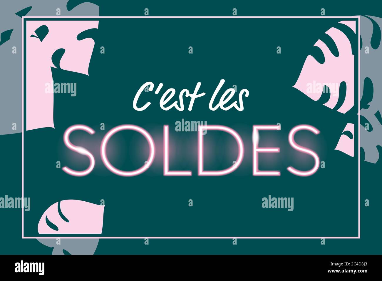 Französisch Sommer Verkauf Banner Design Neon Farben Stockfoto