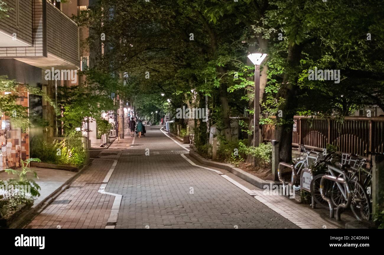 Nakameguro Nachbarschaft Hintergasse bei Nacht, Tokio, Japan Stockfoto