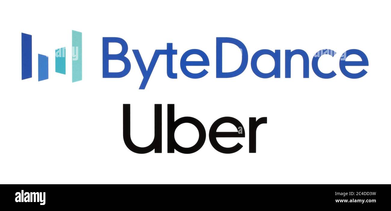 Kiew, Ukraine - 23. Februar 2020: Chinas Bytedance übergeht Uber to wird das wertvollste Startup der Welt. Bytedance ist ein Internet-Technologie comp Stockfoto