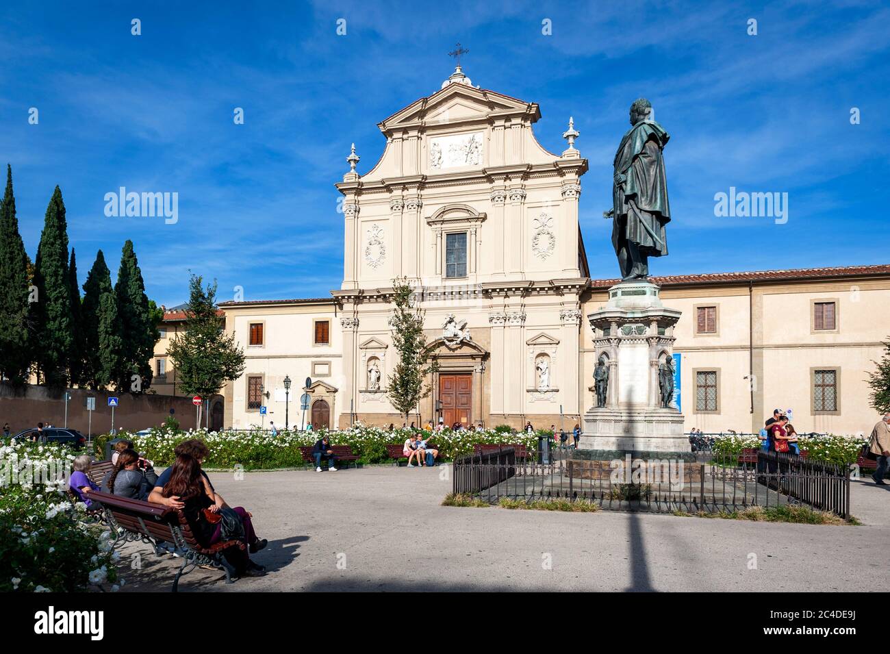 Denkmal für General Manfredo Fanti, Anführer der Kämpfe um die Unabhängigkeit Italiens, vor der Kirche San Marco auf dem Markusplatz in Florenz, Italien Stockfoto