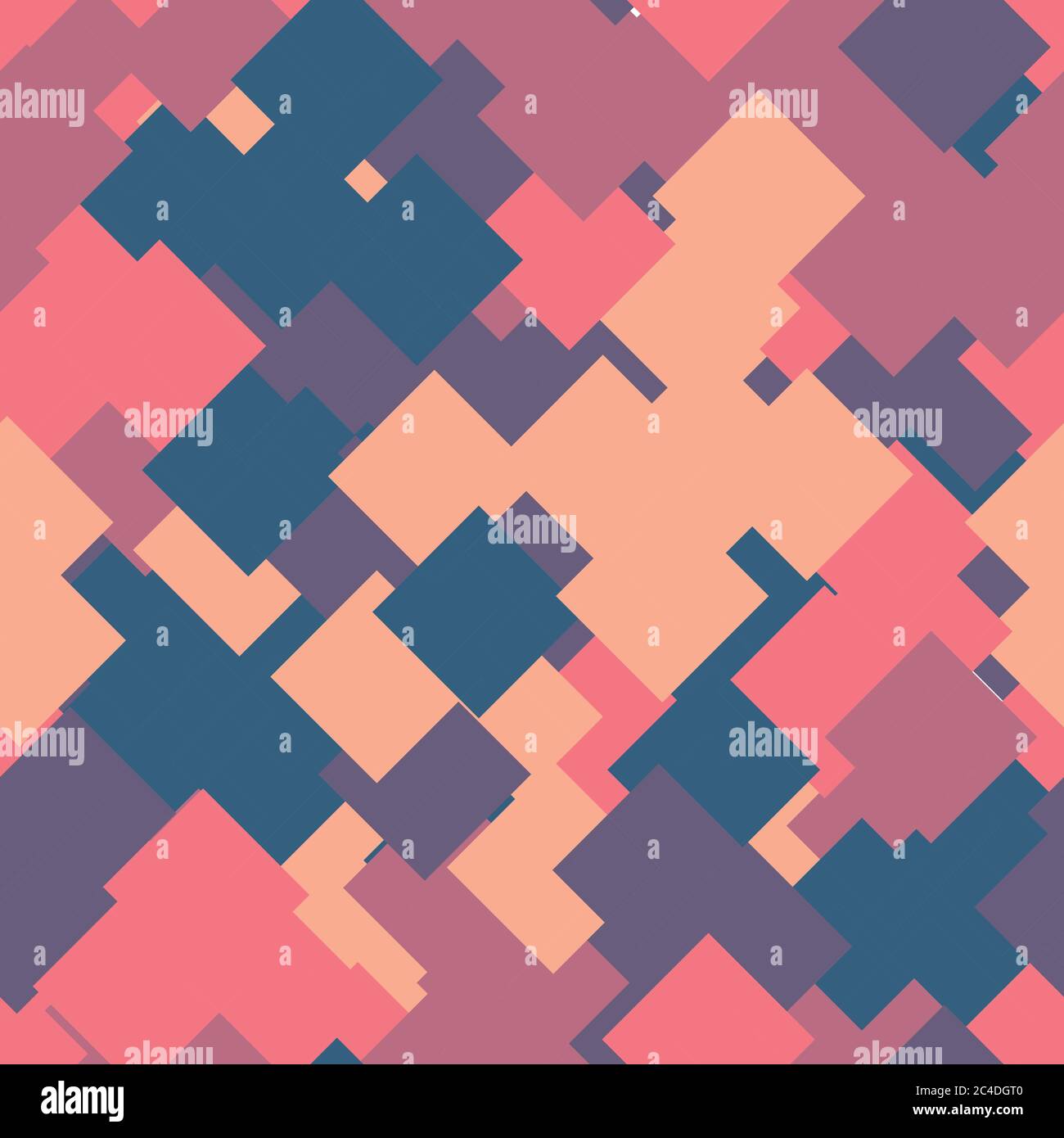 Nahtlose abstrakte geometrische Muster von überlappenden Quadraten in zufälliger Reihenfolge. Lustig, glücklich und Kinder Thema. Einfache flache Vektordarstellung. Stock Vektor