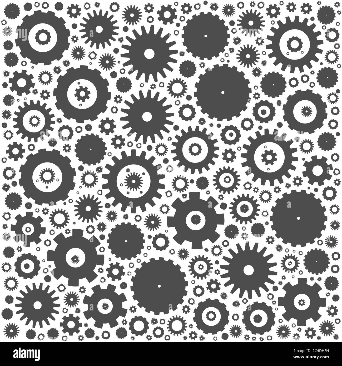 Zahnradräder Hintergrund. Graue Vektorgrafik auf weißem Hintergrund. Stock Vektor